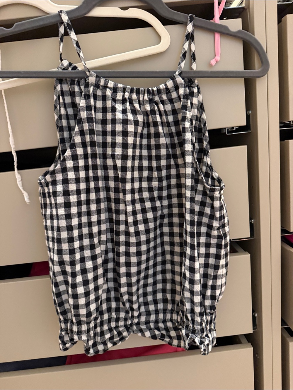 Black & White Gingham Tie-Strap Tank Top